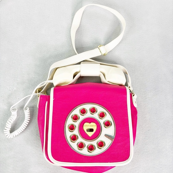 Betsey Johnson Handbags - Betsey Johnson Kitsch Pink White Phone Crossbody Purse Bag Hotline Retro Y2K